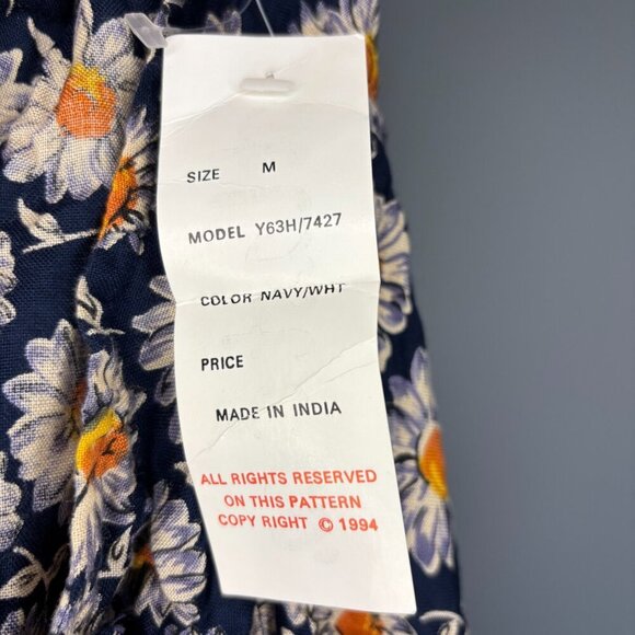 AT LAST & CO NEW VTG Floral Button Skirt Womens M Navy Daisy Floral - Picture 4 of 6